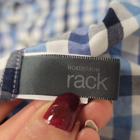 Nordstrom Rack Mens Plaid Button Up Dress Shirt Size 18 Office Preppy Career - Picture 5 of 9